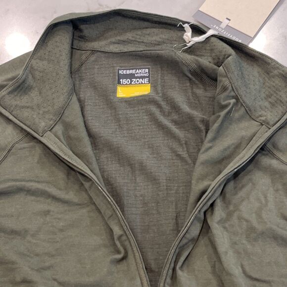 Icebreaker NEW 150 Zone Long Sleeve Half Zip Mens Large Merino Blend Top Green - Picture 9 of 16